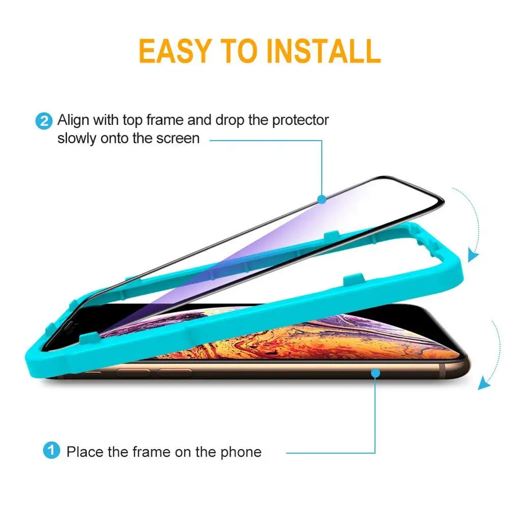 
SmartDevil 2 pack in 1 box Anti-Blue Light Screen Protector for iPhone x/xs tempered glass anti blue light full glass 