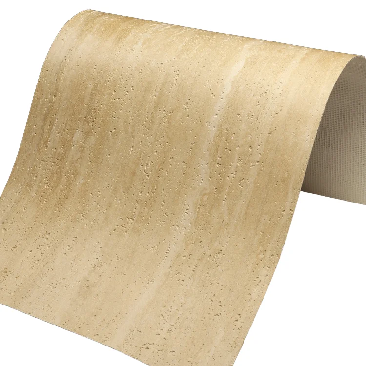 Outdoor fireproof flexible veneer mcm Travertine 4mm Thickness light mcm flexible exterior clay flexible