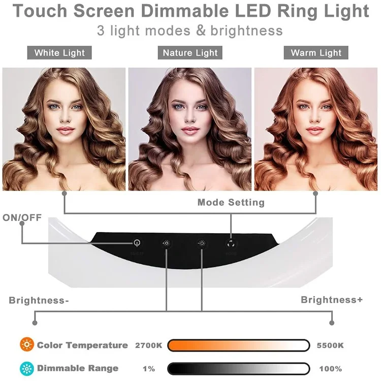 Wholesale Remote 3 Color 2700K-5500K Dimmable 45CM 18inch Ring Fill Lamp Selfie Makeup LED 45 cm Ring Light 18 inch Ringlight