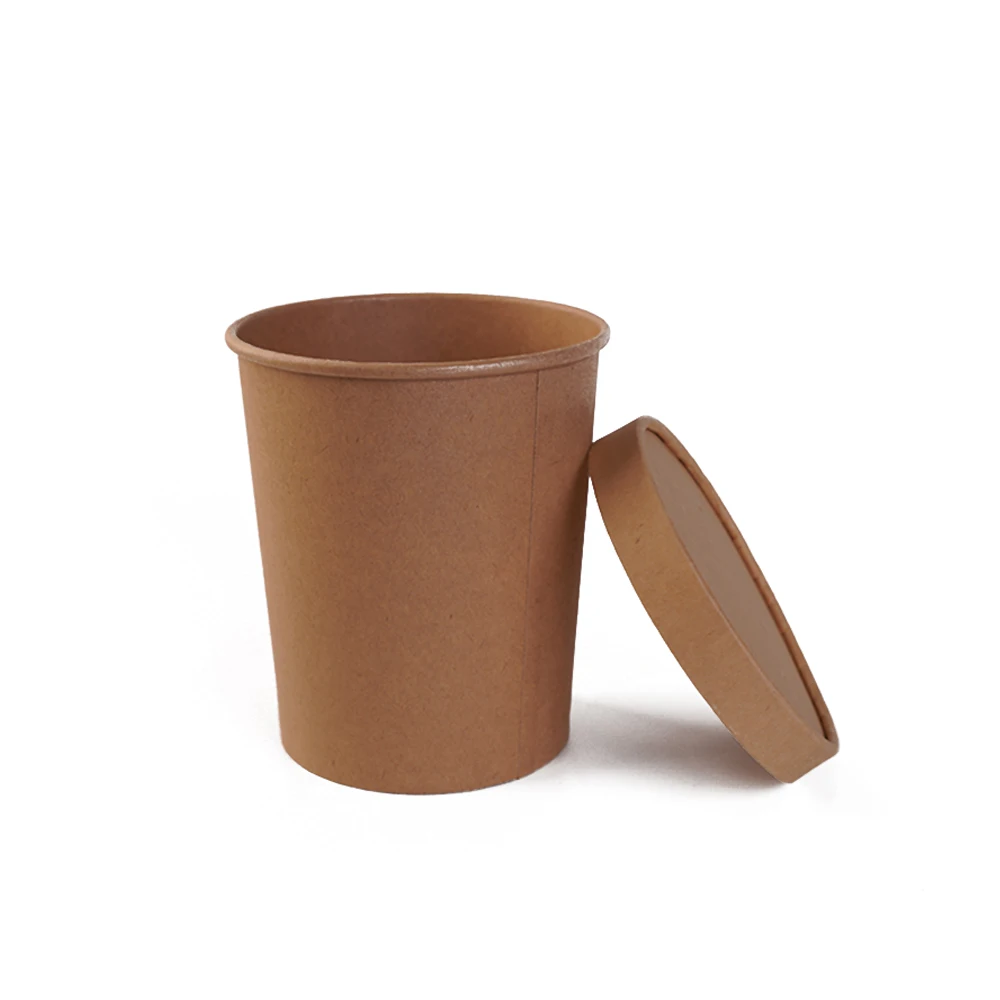 Noodle Compostable Bio Round Black Take Away Hot Disposable Soup Food Container Paper Sauce Containe