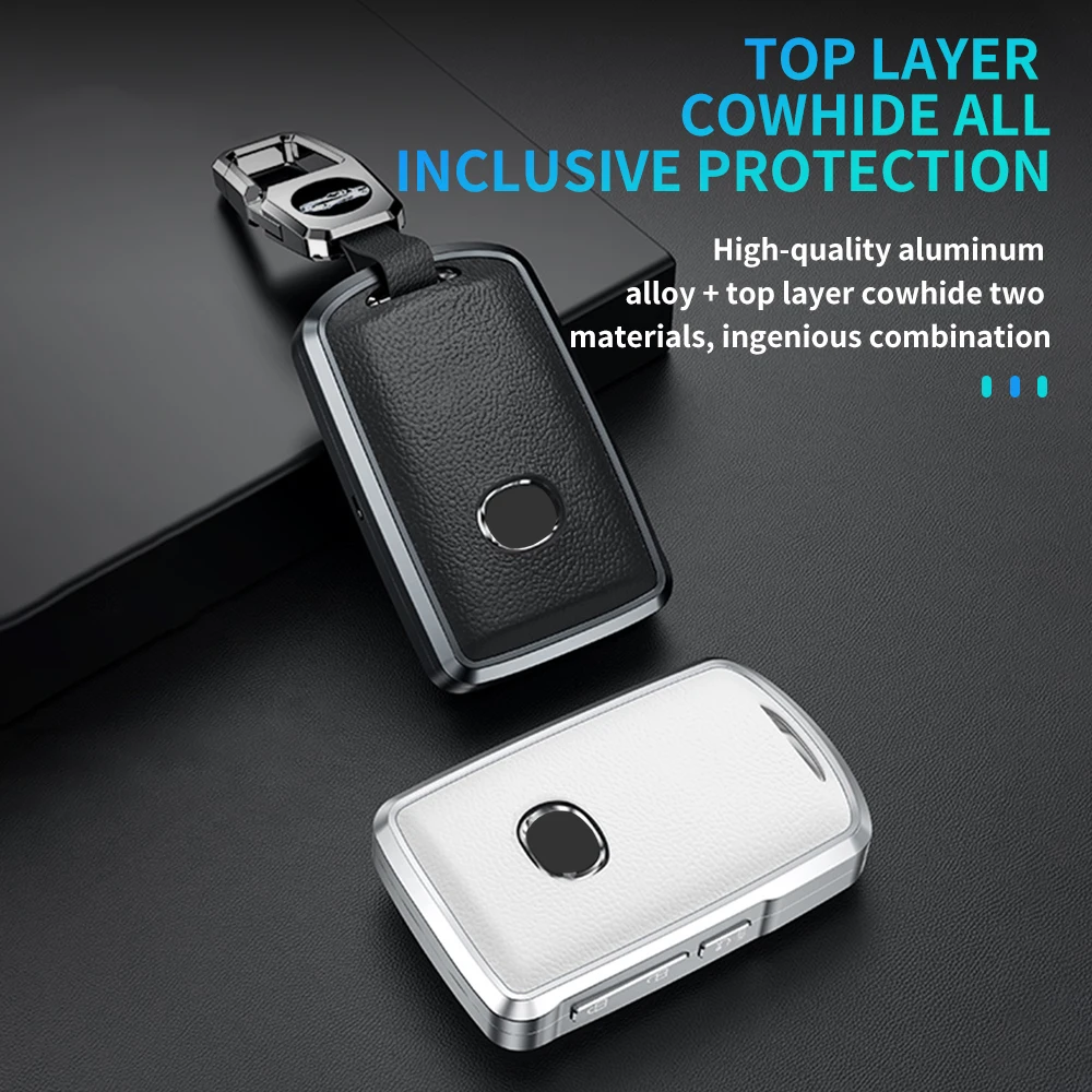New Aluminum Leather Car Key Case Cover for Mazda 3 2020 2019 Alexa 3 CX4 CX5 CX8 19-up Keychain Accessories Protective Function