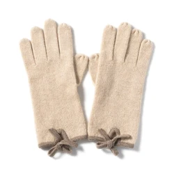 2021 new winter collection 100% cashmere finger mittens with color blocking belts