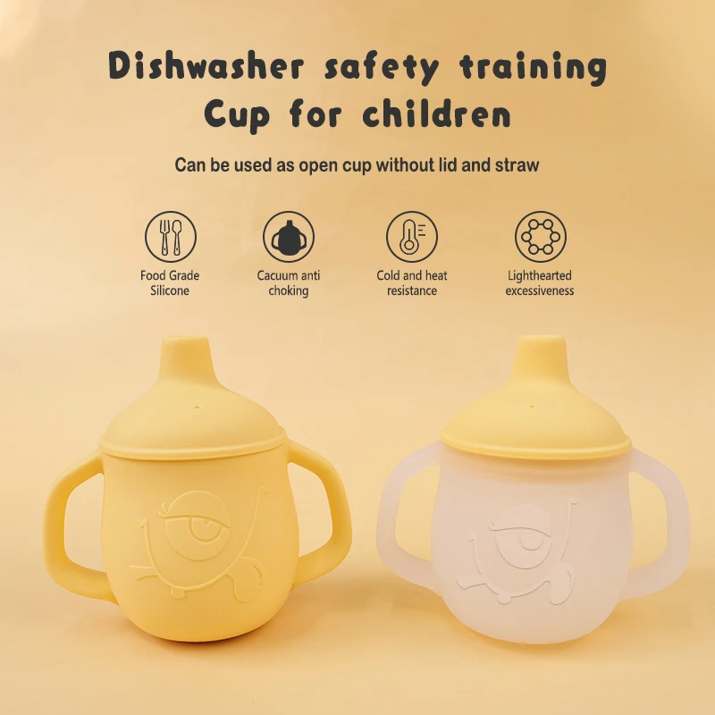 Top Seller BPA Free Food Grade Silicon Toddler Drinking Water Learning Cup Without Straw Lid Clear Kids Dining Silicone Baby Cup