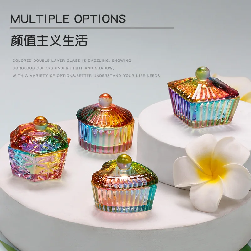 2022 New Product Acrylic Liquid Nail Diamond Glass Heart Crystal Dappen Dish Nail With Lid for acrylic nails