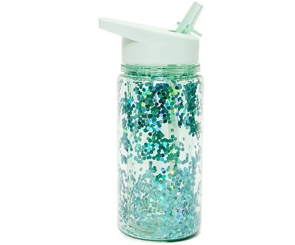 high demand stunning glitter bottles BPA free double wall kids drinking water bottle with sequins insert custom logo