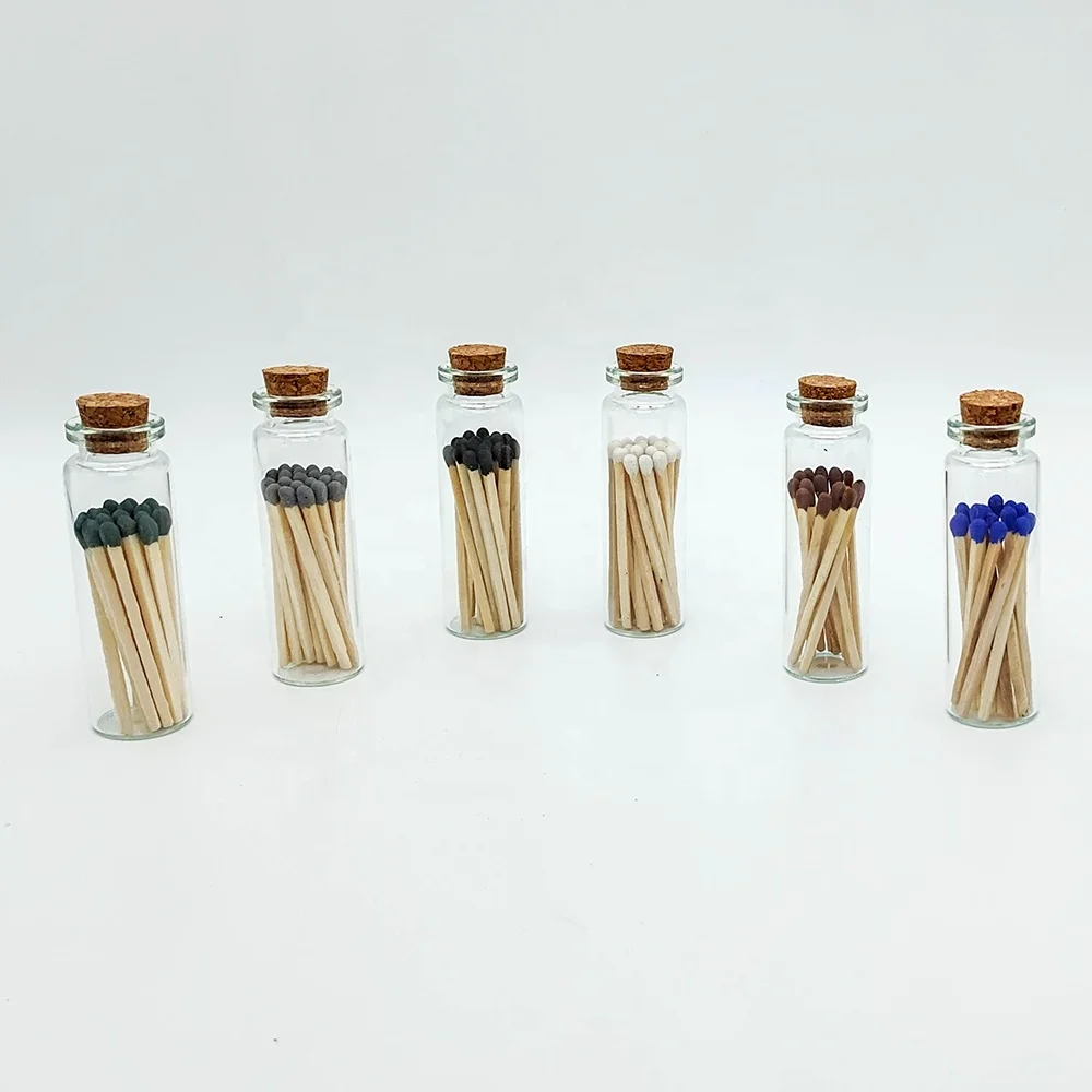 70 X Dia 22mm mini glass bottle matches jar safety matches striker black matches tips colorful