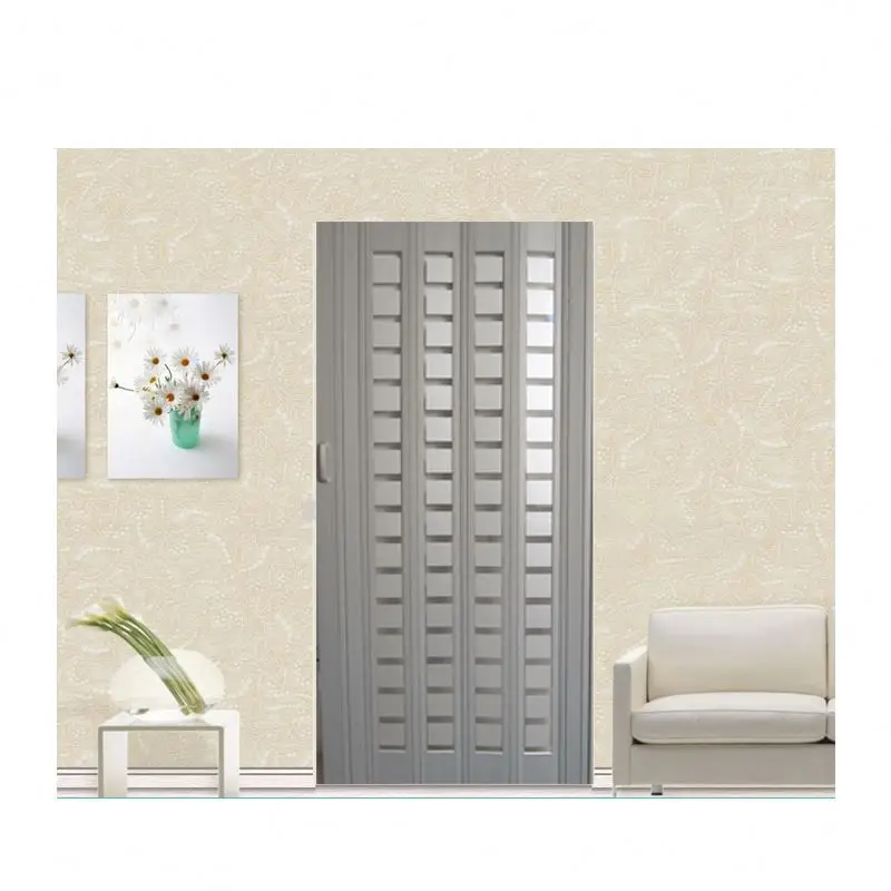 Waterproof Plastic Louvers Acoustic Accordion Door For Bathrooms Doors