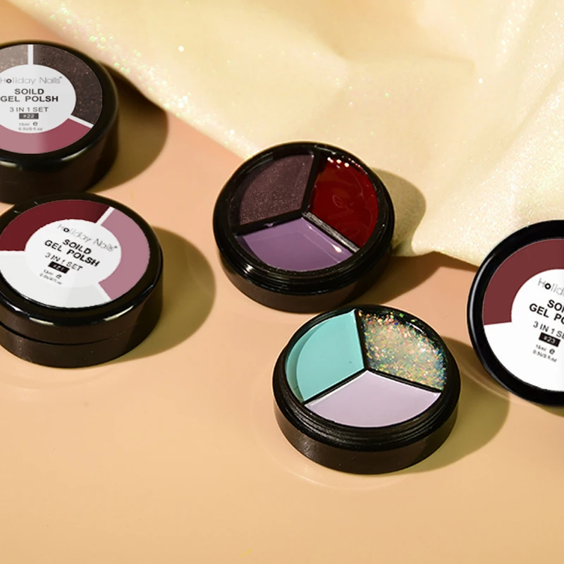 3 IN1 Soild Mirror Powder Laser Aurora Magic  Powder UV Gel Polish Chrome Metallic Mirror Powder Set