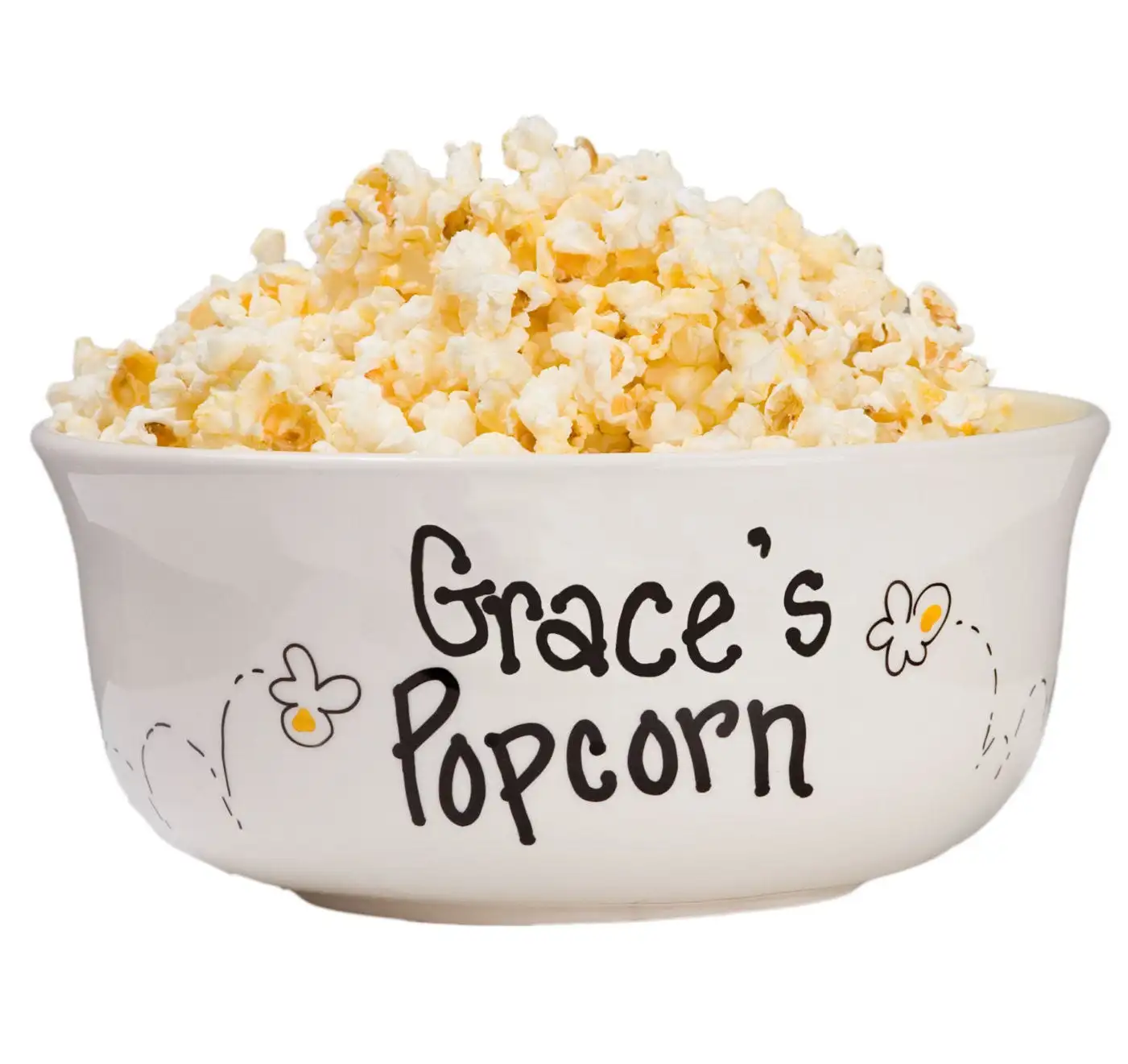 Embossed Logo Reusable Ceramic Popcorn Bowl custom home decor porcelain bowl