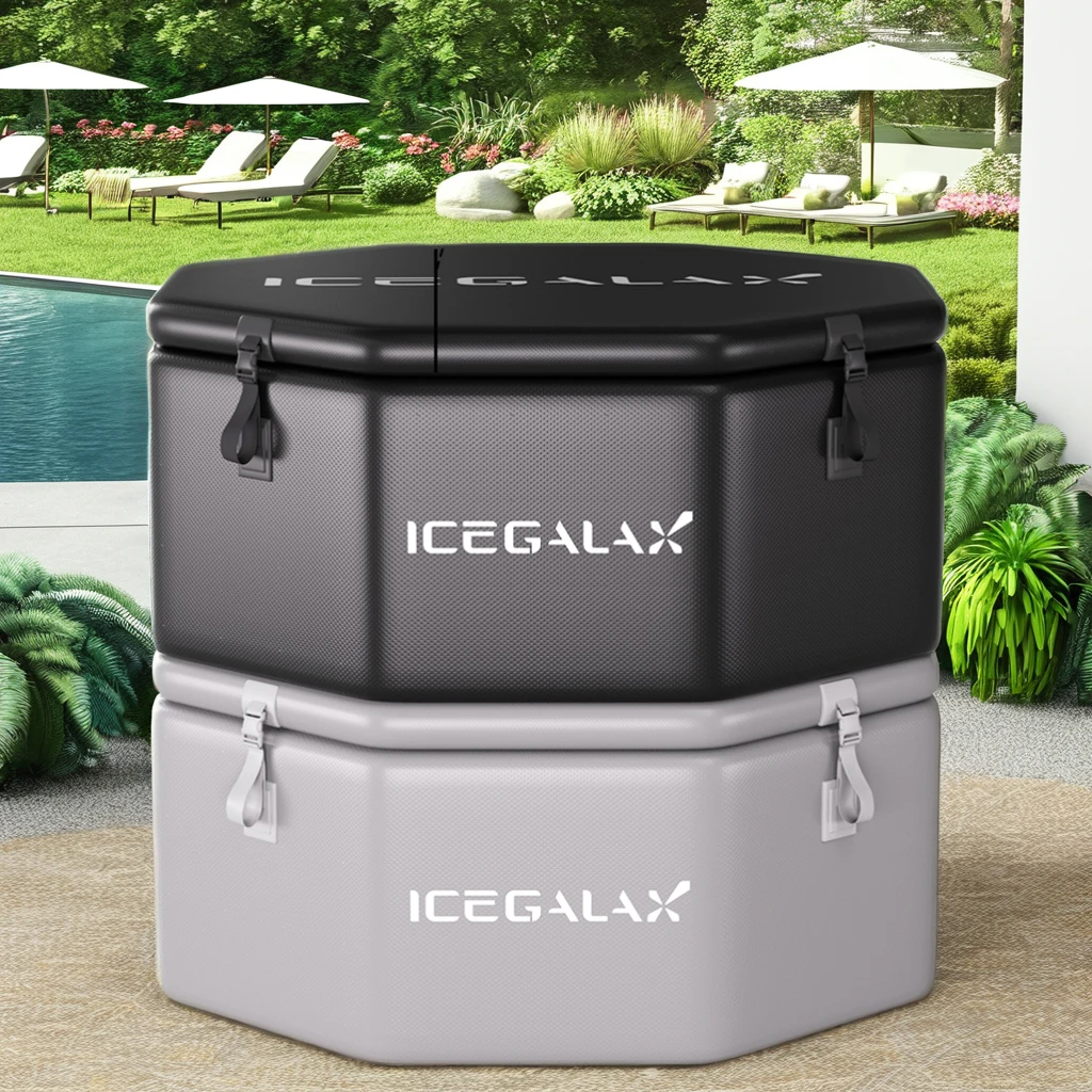 ICEGALAX Best 4-8 People Octagon All-in-One Bathtub 1HP Cold Plunge Water Chiller Pump Ozone PVC/Drop Stitch Outdoor Use