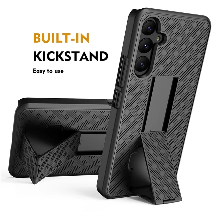 Shockproof weave pattern holster combo mobile phone case with invisible holder for samsung note 10