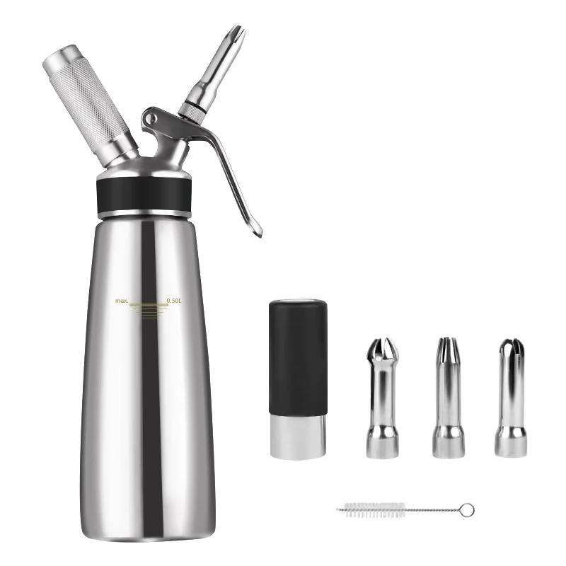 Easy to Clean Metal Cream Whipers BPA Free 1-Pint/500ml Whipped Cream Dispenser With English Instructions for Homemade Coffee