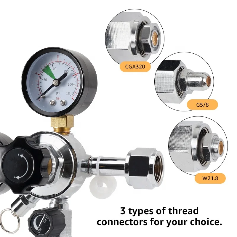 Professional High Pressure Soda Water W21.8  Co2 Regulator 0-150 Psi Soda Bottle Cylinder Regulator