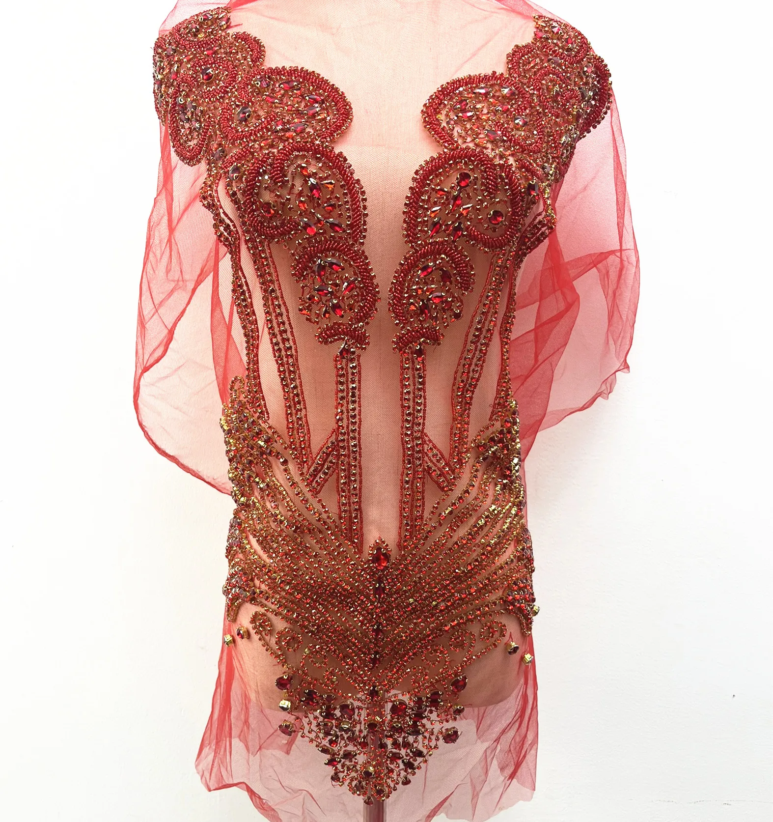 RM510 Bling Crystal Color Stones Hot Pink Rhinestone Applique patch for bridal wedding dress bridal bodice appliques for dress