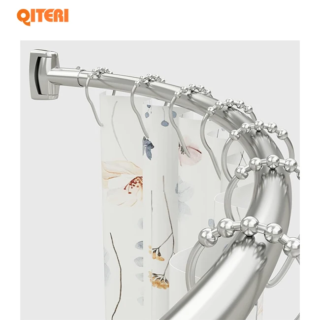 Adjustable Bath Rod Curved Shower Curtain Rod Expandable Diameter 1in  Stainless Steel Curved Shower Rod for bathroom