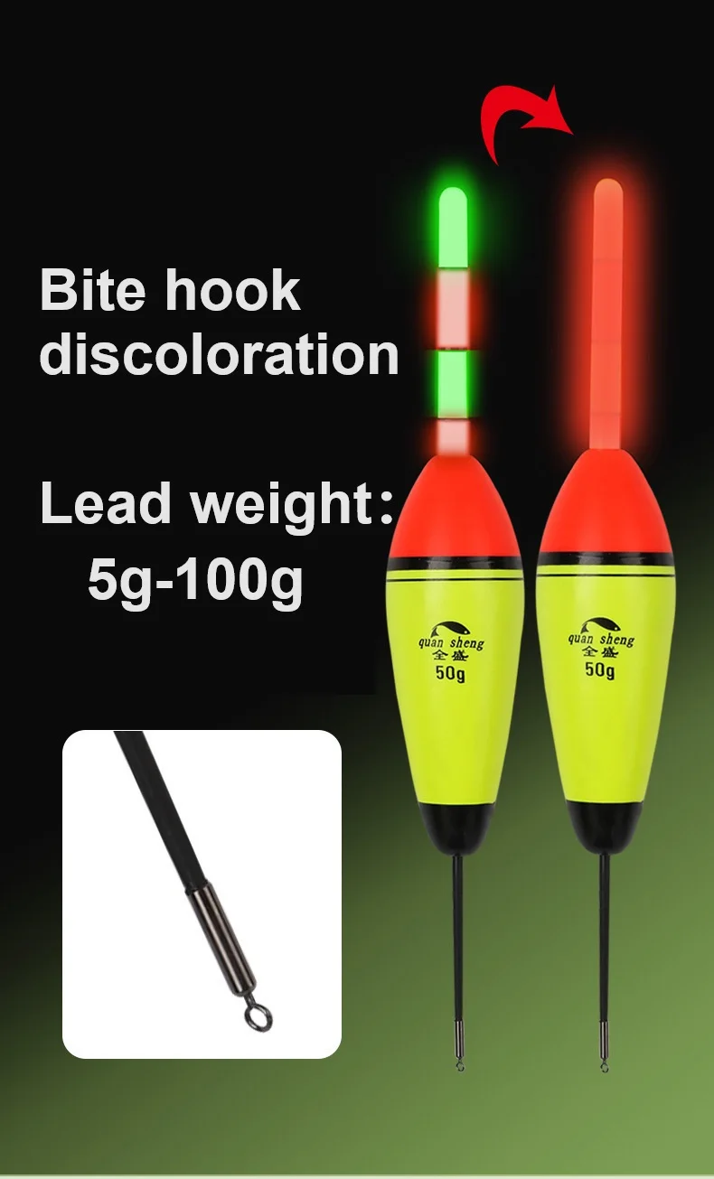 5g-100g Wholesale Sea Fishing Electronic Eva Foam Glowing Bobbers Fishing Floats Long Vertical Luminous Glow Led Fishing Floats