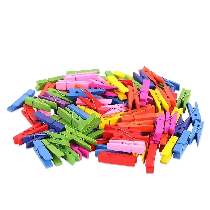 Natural Colorful Wooden Mini Large Clothespin Photo Clips Clothes Pin Wood Clips Clothes Pegs DIY Photo Display for Home Decor