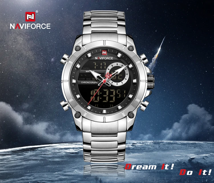  Часы наручные NAVIFORCE Мужские кварцевые Топ 9163 роскошные брендовые аналоговые светодиодные спортивные армейские в стиле
