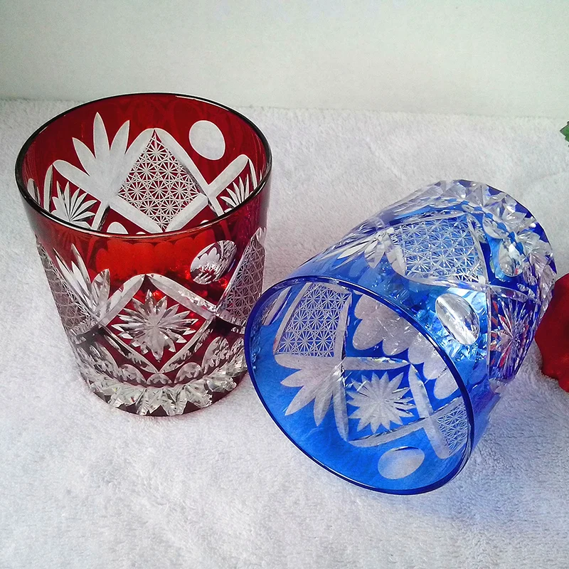 Vintage Crystal sake glasses Luxury crystal colored lead-free glass sake glasses with thick bottoms Crystal cup