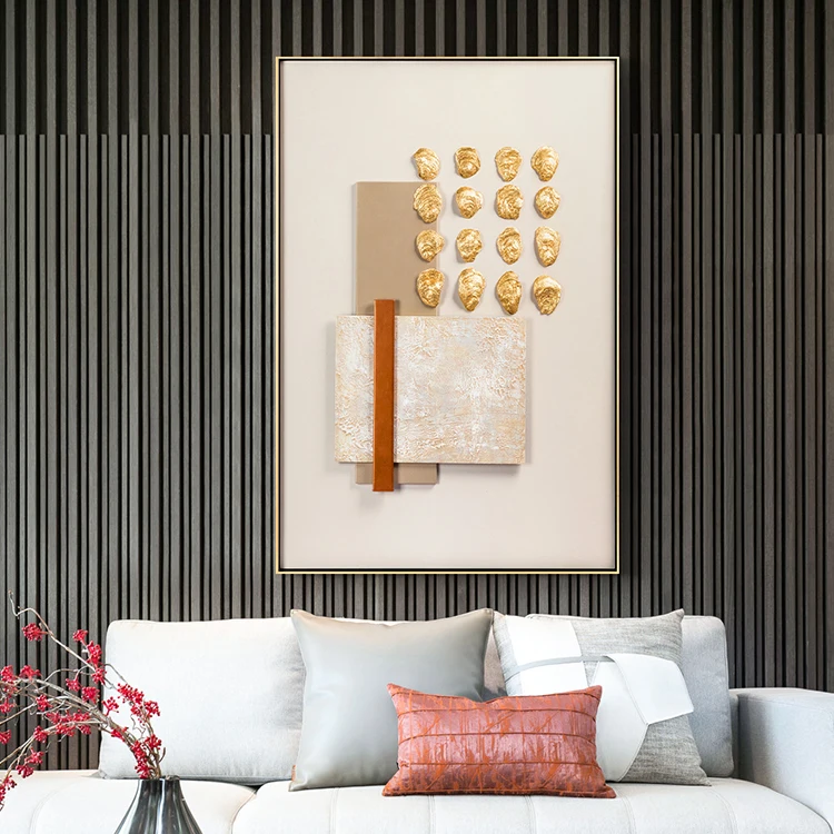 Creative design 100% Handmade Novelty 3D Wall art Golden Oysters luxury modern wall frames home decoration art