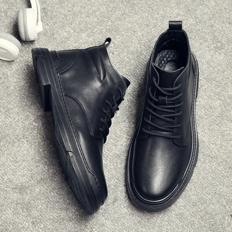 Fall and Winter New Mens Leather Hunting Boots Durable Farm Boots