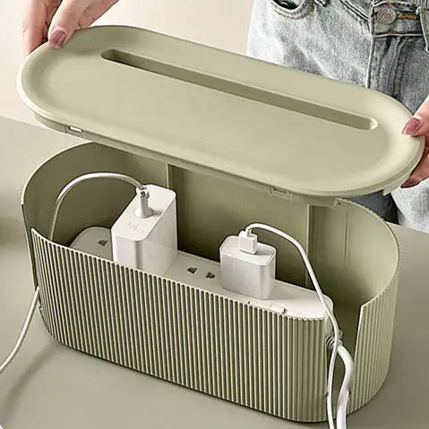 Hot Selling  USB Cable Wires Plastic Management Socket Electric Desktop Organizer Data Cord Wire Storage Cable Management Box
