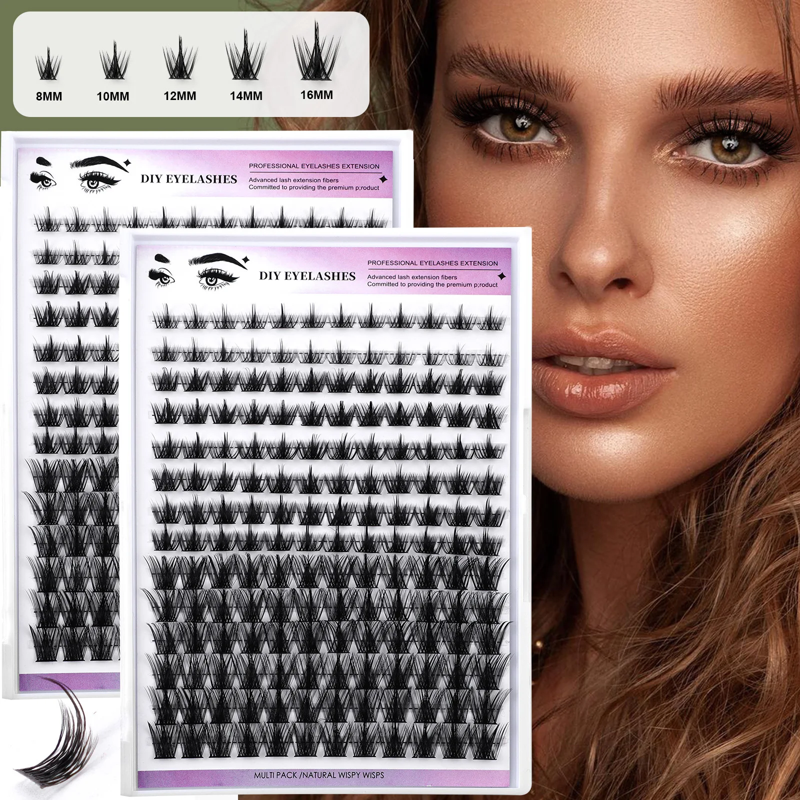 Hot Sell New Style new DIY single cluster false eyelashes 168 cluster large capacity 8-16mm with glue tweezers suit combination