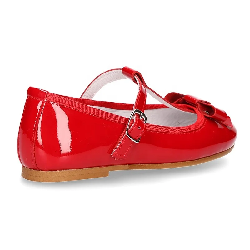 New Model T- strap Red Patent Leather Design Spanish Girl Shoes Toddler Girl Shoes with Ribbon
