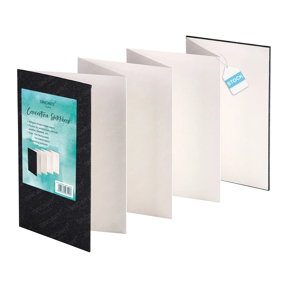 SINOART 300gsm 19x104cm watercolor sketchbook 14 painting surfaces Concertina Watercolor Book watercolor paper