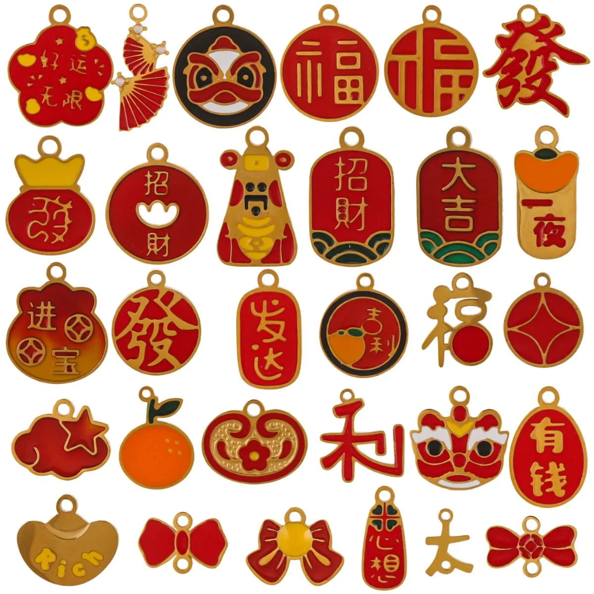 Китайский традиционный дизайн красный цвет эмаль очарование золотой нержавеющей стали кулон для праздничных свадебных ювелирных изделий ремесло