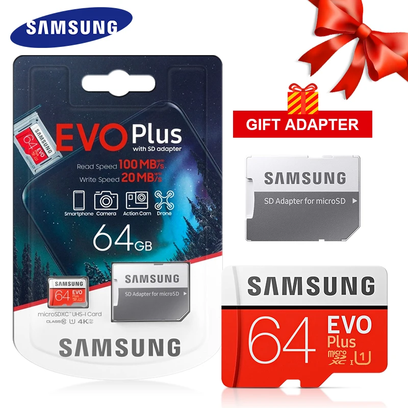  Оригинальная SAMSUNG micro EVO Plus TF-карта SD-карта 32 ГБ 64 128 оптовая продажа Samsung 256 512