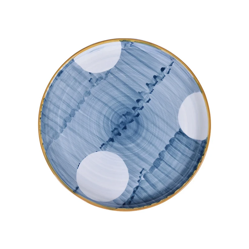 
Japanese glaze color dish set household ceramic cutlery set creative hand-painted rice bowl plate combination tableware 