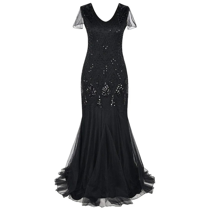 
Sequin dress retro dress plus size banquet wedding fashionable formal dress for woman 