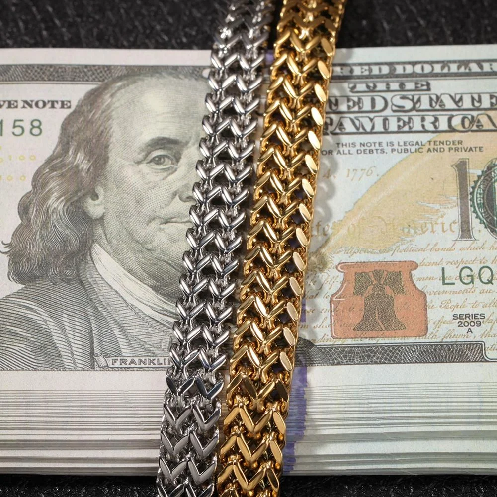 stainless steel 14k gold plated hip hop double franco bracelet