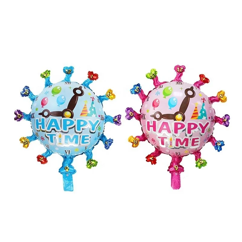 New Arrival Clock Shape Balloon Happy Time Helium Balloon, Birthday Party Decoration Balloons