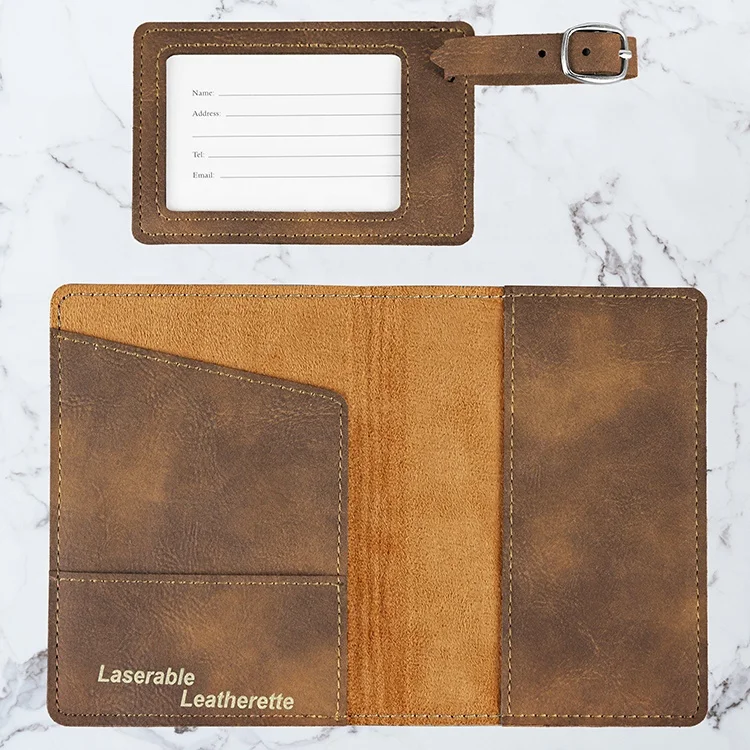 Custom Cute Personalized Travel Gift for Men or Women Passport Holder Leatherette Passport Cover and Luggage Tag Set