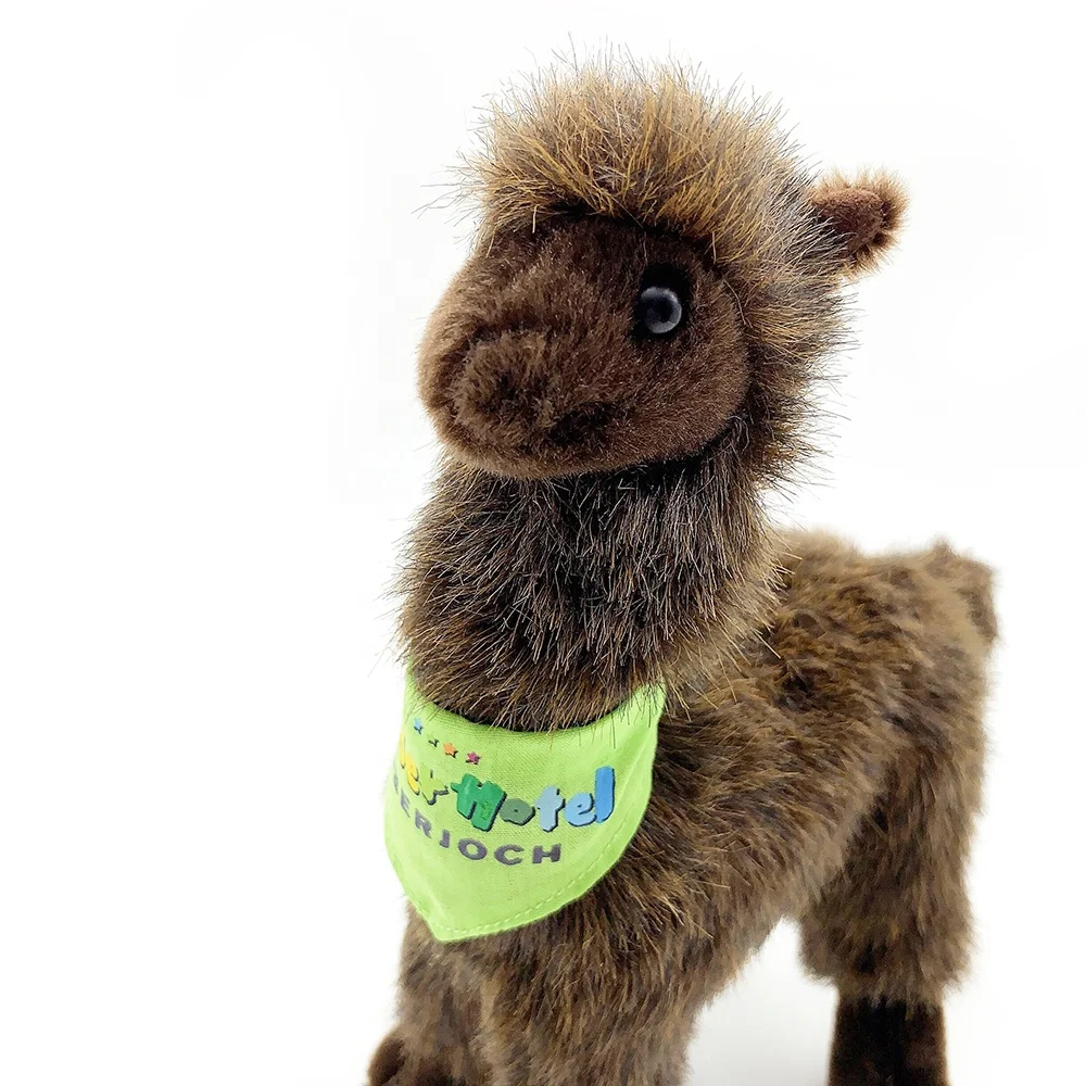 Wholesale custom handmade wool animal llama soft alpaca toy plush cute brown pattern alpaca stuffed baby doll