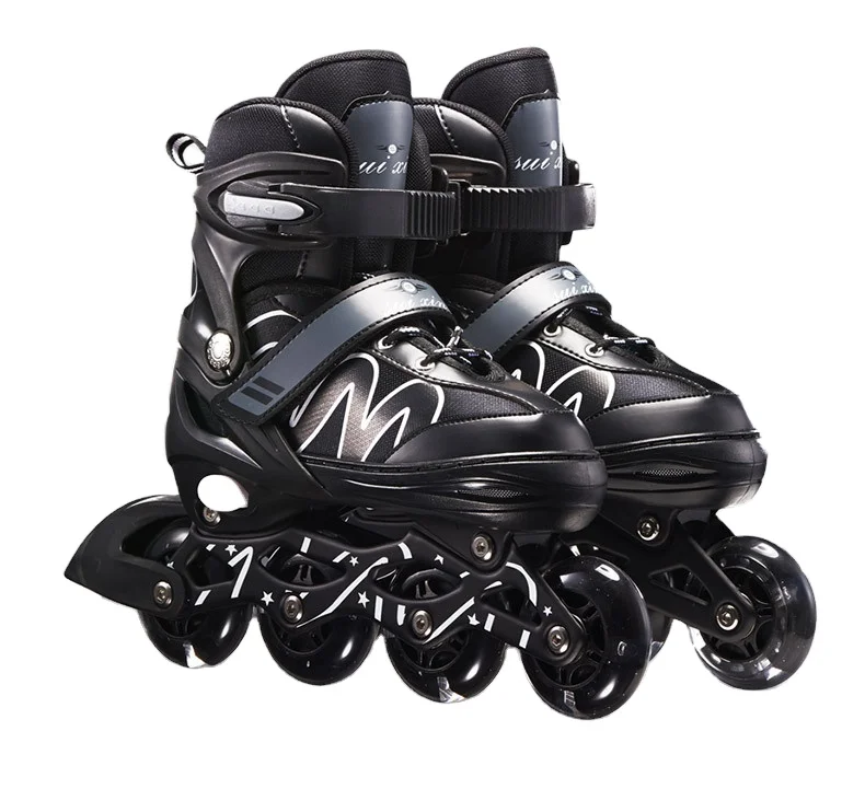 EACH Wholesale Skating Shoes Adjustable Inline Roller Skates for Kids Girls Outdoor Leather Sole Aluminum Chassis
