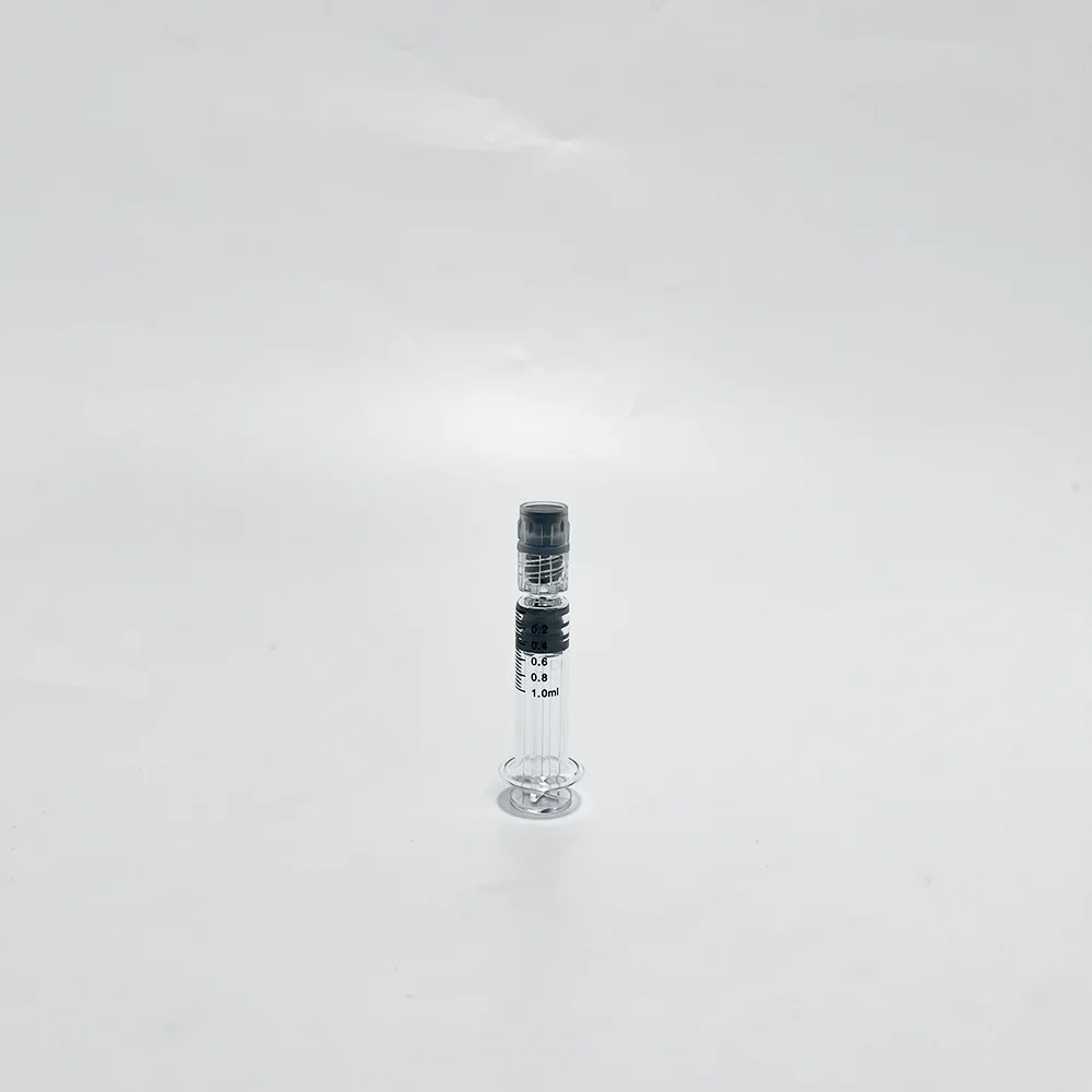 1ml Glass Luer Lock Syringe With Plastic plunger Empty Cosmetic applicator with rubber cone Syringe