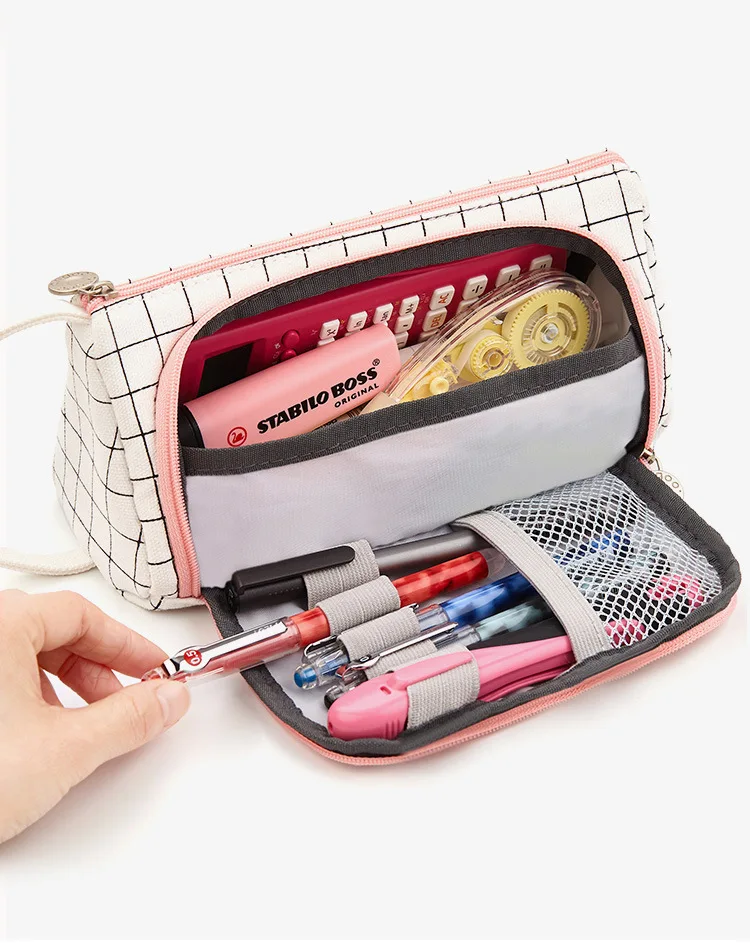 Amazon Hot Popular Large Capacity Canvas Waterproof Durable Pen Box kawaii Pencil Case Suitable For School Office
