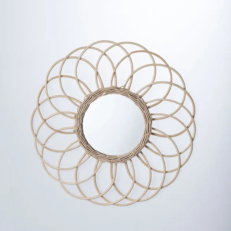 Плетеное декоративное зеркало Северное Европейское ротанговое декоративное зеркало для дома, гостиной, крыльцо, настенное зеркало
