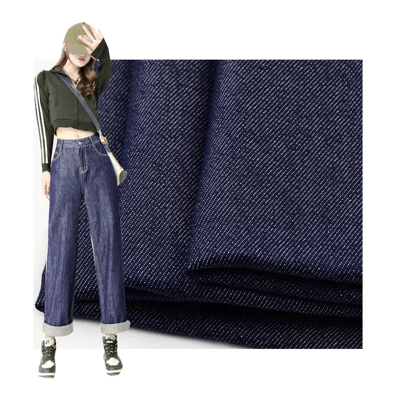 Wholesale Woven Rolls Of Nylon Spandex Jeans Cotton Imitation Denim Fabrics Black And Blue