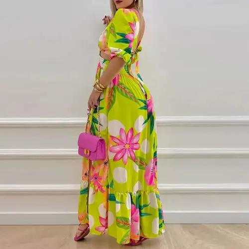 in bulk backless dress hollow printed floral clothes fashion girl summer 2022