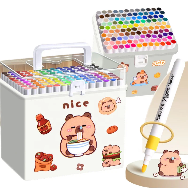 Детская цветная маркерная ручка водостойкая акриловая Студенческая кисть для рисования Штабелируемый цветной акварельный