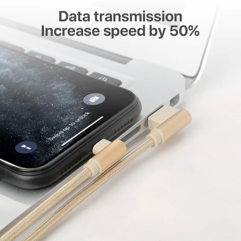 SOSLPAI hot-sale product usb type-c cable 90 degree Curved micro usb cable Data line type c cables fast charging