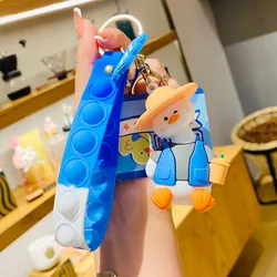 Host sell adorable Animation Comic Duckling Bracelet Wearable Push Poping bubble bracelet Duck Fidget Toy Keychain