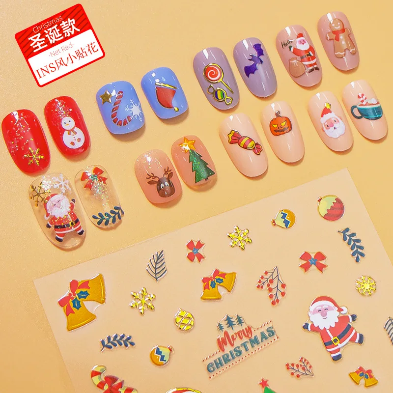 Christmas nail stickers 2021 art nail stickers art halloween 3d nail sticker