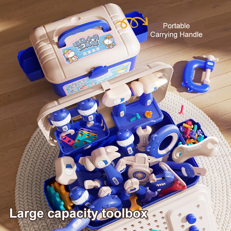 Toolbox assembly toy set with Electric drill screw disassemble educational toy Pretend Play tools toys set 52 pieces 1 set