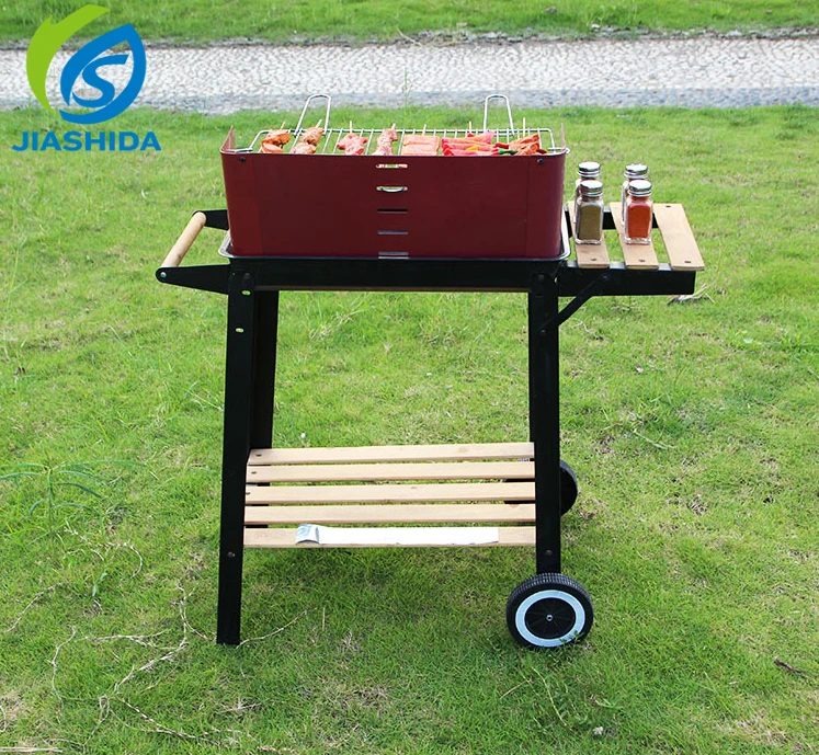 easy assembled Portable trolley bbq grill machine outdoor bbq grill charcoal for courtyard home roti party
