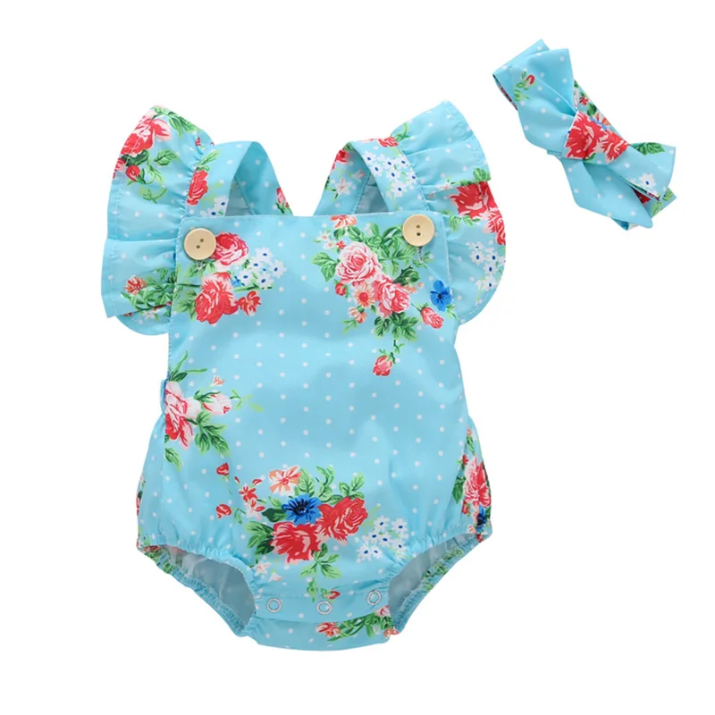
Wholesale backless onesie infant summer cute boutique bodysuit baby girl clothes short sleeve newborn floral romper 